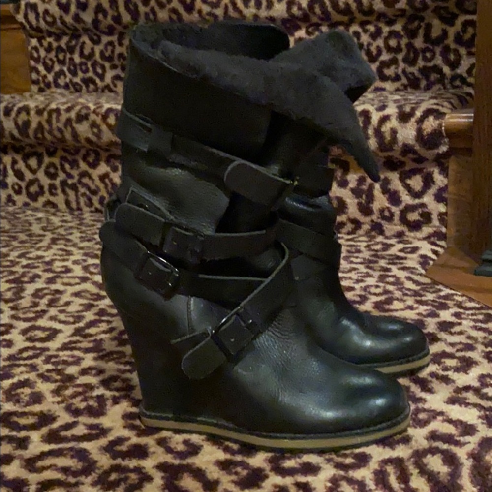 Sam Edelman black strappy wedge boot. Sz 8-1/2 - Picture 7 of 10